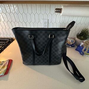 Stylish Black Checkered Tote Bag
